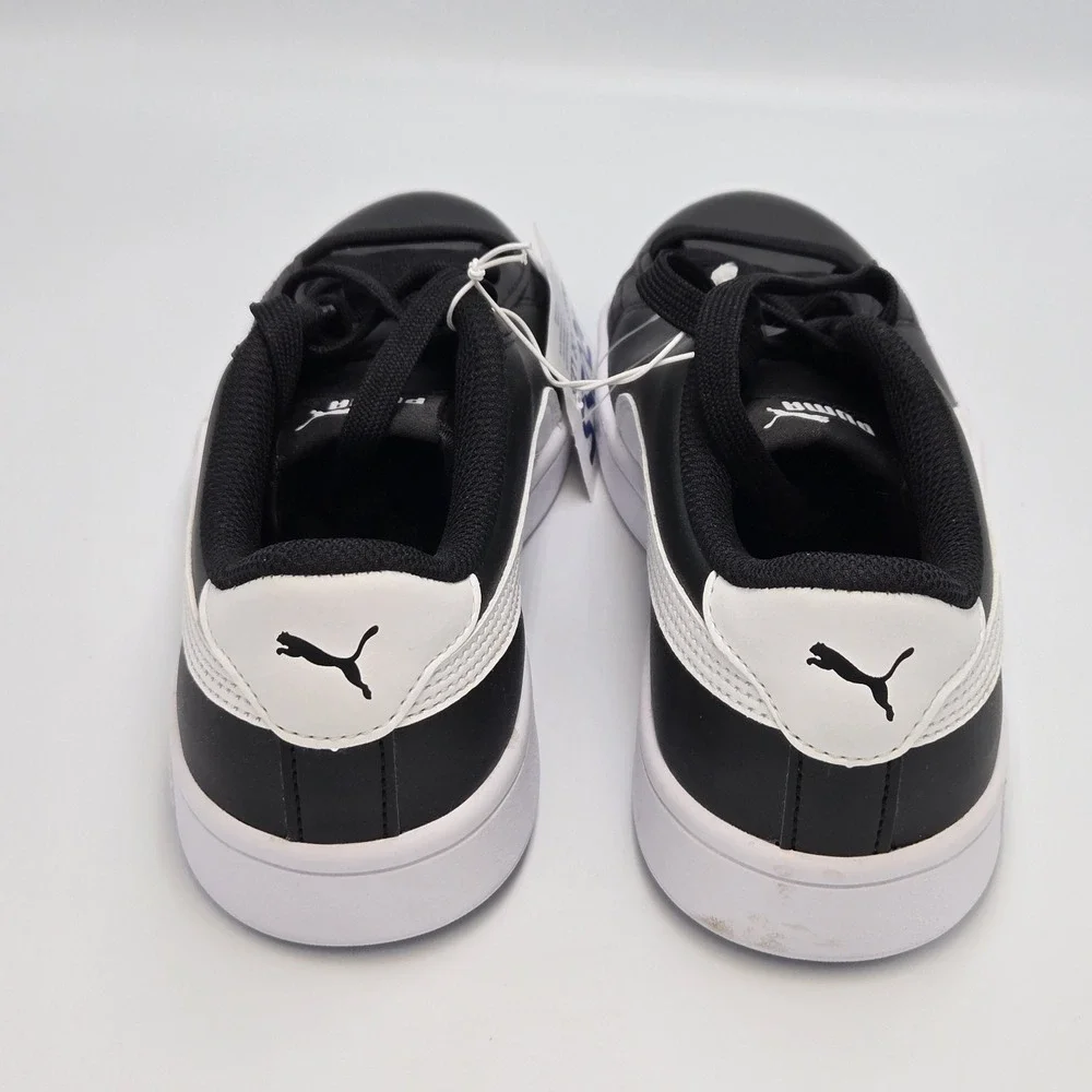 PUMA Smash V2 Black/white Leather Sneakers Kids 4C Tennis‎ Shoes Casual